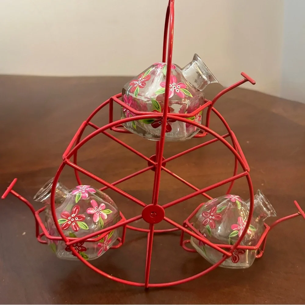 PARASOL BRAND RED FERRIS WHEEL HUMMINGBIRD FEEDER - Picture 3 of 10